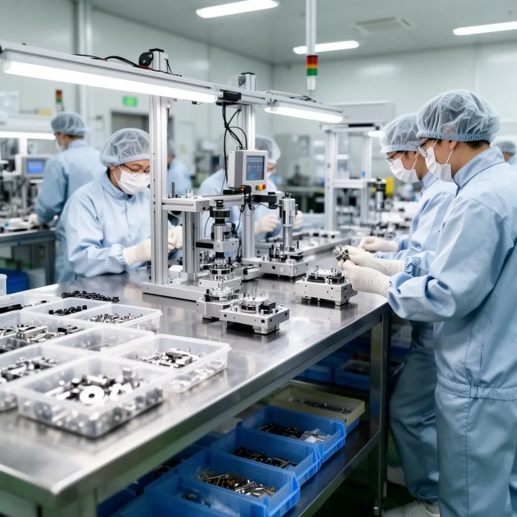 Phase de production : ligne d'assemblage industrielle pilotée par SICT